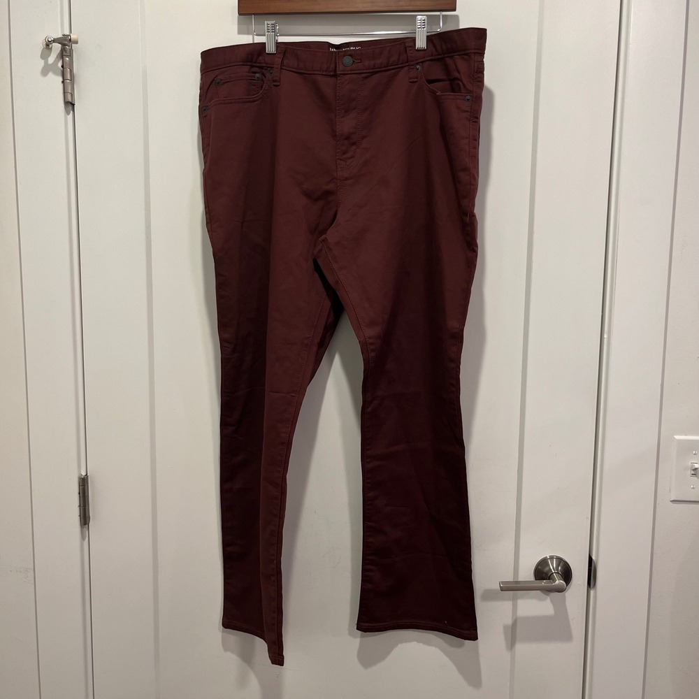 Banana Republic Mens Travel Jean Slim Fit Burgundy Maroon 38x30 Stretch Pants